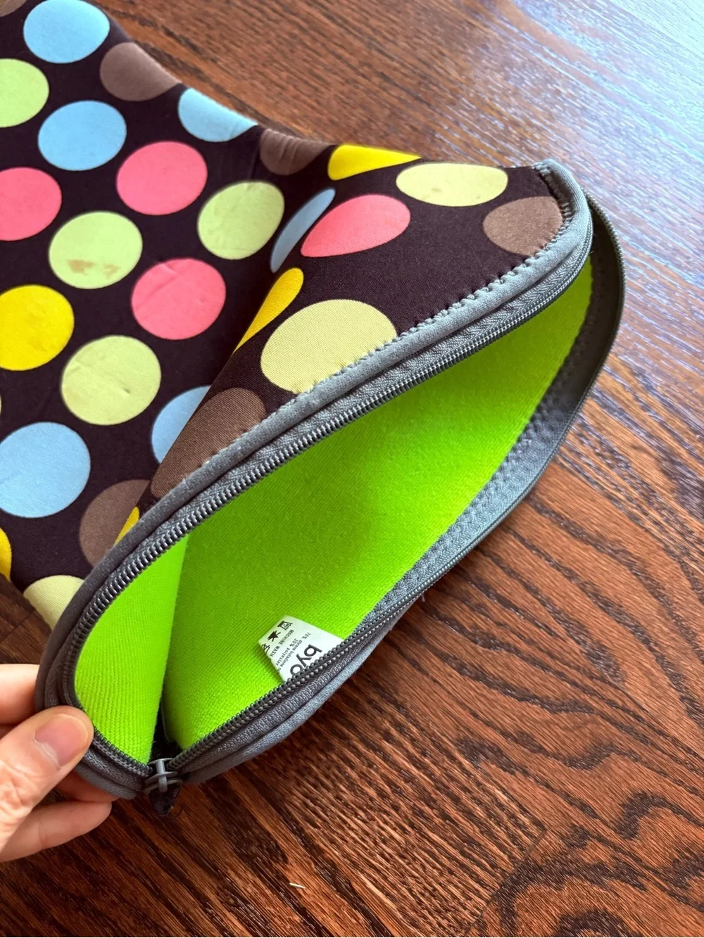 BYO Colorful Polka Dot Brown Neoprene Laptop Sleeve